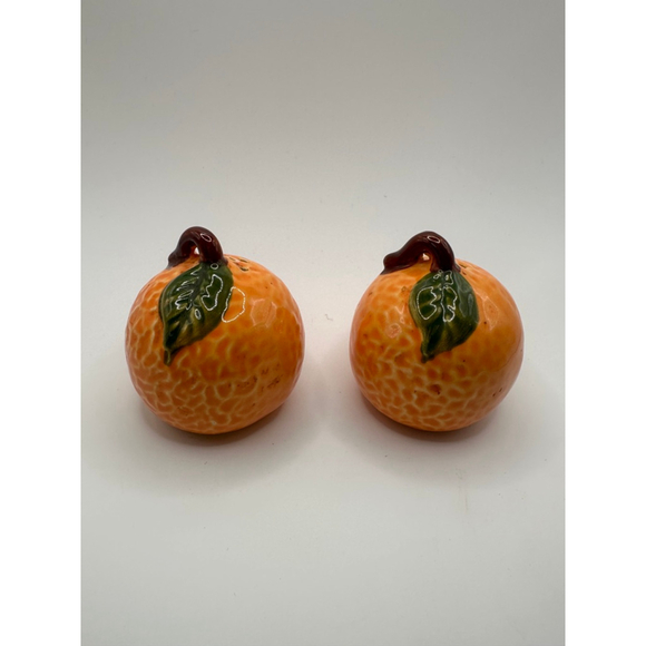 Unbranded Other - Vintage Tangerine Salt and Pepper Shakers – Glossy Citrus Ceramic